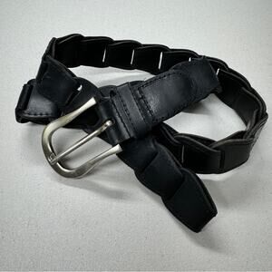 Crossroads Black Leather Open Loop Belt Womens M Silver Tone Buckle Boho Classic